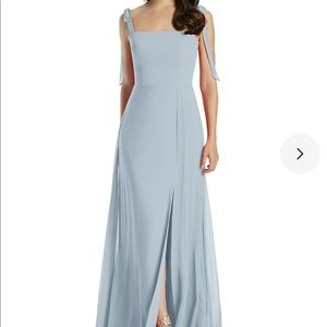 Dessy Collection: Bridesmaid Blue Chiffon Gown